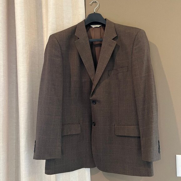 Pronto Uomo Beautiful Brown Houndstooth Blazer, Size 48 Regular - Picture 1 of 14
